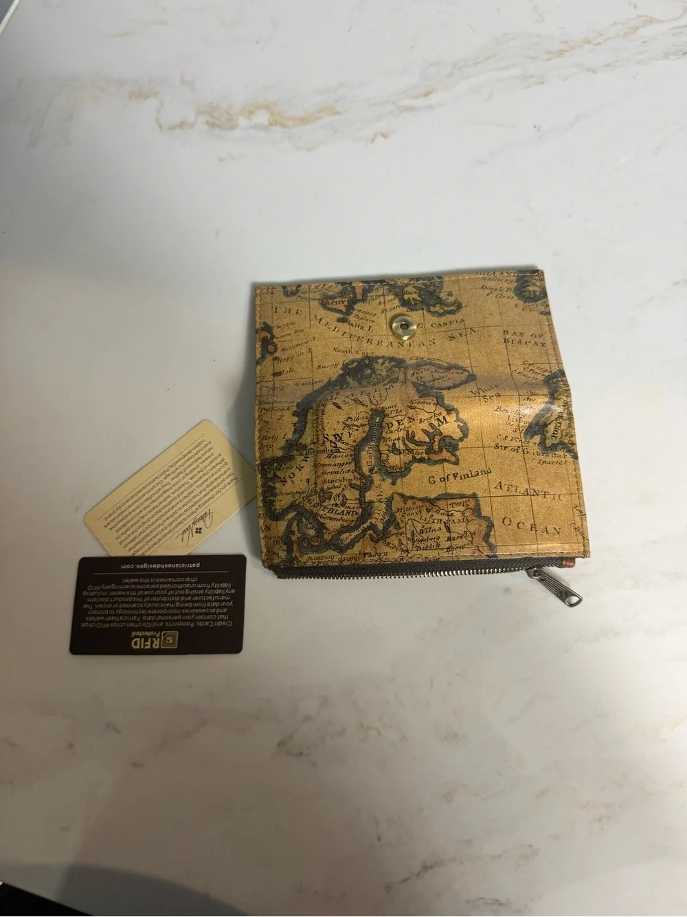 Patricia Nash Nazari Leather Mini Wallet European Map